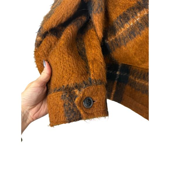 Nine West Plaid Cropped Shacket Jacket Women’s XL Brown Black Oversized - Picture 6 of 12